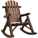 Chicken Pieces Outsunny Outdoor Wooden Rocking Chair, Single-person Adirondack Rocking Patio Chair with Rustic High Back, Slatted Seat and Backrest for Indoor, Backyard, Garden, Carbonized 