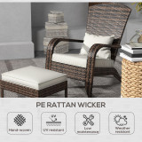 Chicken Pieces Outsunny Patio Wicker Adirondack Chair with Ottoman, Outdoor Fire Pit Chair with Cushions, High-Back, Large Seat & Armrests for Deck, Garden & Backyard, Cream White 