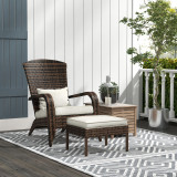 Chicken Pieces Outsunny Patio Wicker Adirondack Chair with Ottoman, Outdoor Fire Pit Chair with Cushions, High-Back, Large Seat & Armrests for Deck, Garden & Backyard, Cream White 