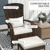 Chicken Pieces Outsunny Patio Wicker Adirondack Chair with Ottoman, Outdoor Fire Pit Chair with Cushions, High-Back, Large Seat & Armrests for Deck, Garden & Backyard, Cream White 