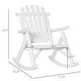 Chicken Pieces Outdoor Wooden Rocking Chair, Rustic Adirondack Rocker with Slatted Seat, High Backrest, Armrests for Patio, Garden, and Porch, Large, White 