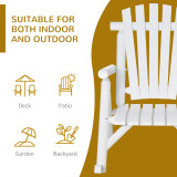 Chicken Pieces Outdoor Wooden Rocking Chair, Rustic Adirondack Rocker with Slatted Seat, High Backrest, Armrests for Patio, Garden, and Porch, Large, White 