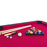 Chicken Pieces 6-ft Pool Table with Table Tennis Top - Black Frame with Red Felt - Dual-Function Game Table 