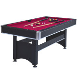 Chicken Pieces 6-ft Pool Table with Table Tennis Top - Black Frame with Red Felt - Dual-Function Game Table 