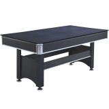 Chicken Pieces 6-ft Pool Table with Table Tennis Top - Black Frame with Red Felt - Dual-Function Game Table 