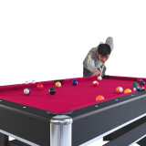 Chicken Pieces 6-ft Pool Table with Table Tennis Top - Black Frame with Red Felt - Dual-Function Game Table 