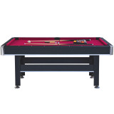 Chicken Pieces 6-ft Pool Table with Table Tennis Top - Black Frame with Red Felt - Dual-Function Game Table 