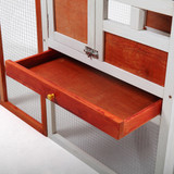Chicken Pieces 2-Story Wooden Rabbit Hutch Bunny Cage;  Chicken Coop;  Pet House for Small Animals;  Orange + White 