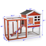 Chicken Pieces 2-Story Wooden Rabbit Hutch Bunny Cage;  Chicken Coop;  Pet House for Small Animals;  Orange + White 