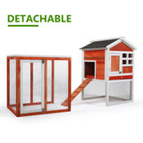 Chicken Pieces 2-Story Wooden Rabbit Hutch Bunny Cage;  Chicken Coop;  Pet House for Small Animals;  Orange + White 