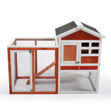 Chicken Pieces 2-Story Wooden Rabbit Hutch Bunny Cage;  Chicken Coop;  Pet House for Small Animals;  Orange + White 