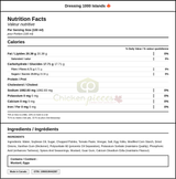 Kraft  Thousand Island  Dressing 3.78L/1 Gallon (2/Case)- Canadian Made — Nutrition and Ingredients Label — www.chickenpieces.com