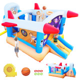 Chicken Pieces 6 in 1 outdoor indoor inflatable bouncer for kids target ball basketball slide with blower 
