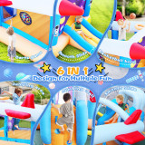 Chicken Pieces 6 in 1 outdoor indoor inflatable bouncer for kids target ball basketball slide with blower 