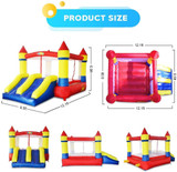 Chicken Pieces YARD Bounce House Dual Castle Slide with Air Blower, Four-Sided Protection Net, Inflatable Bounce House for Outdoor Indoor Party, Made of Nylon and Vinyl Extra Thick Bouncing Floor 