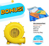 Chicken Pieces YARD Bounce House Dual Castle Slide with Air Blower, Four-Sided Protection Net, Inflatable Bounce House for Outdoor Indoor Party, Made of Nylon and Vinyl Extra Thick Bouncing Floor 