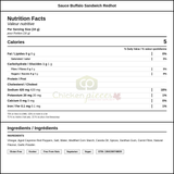 Franks Sauce Buffalo Sandwich Redhot 3.78LT/1 Gallon (2/Case) — Nutrition and Ingredients Label — www.chickenpieces.com
