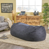 Chicken Pieces Jasper Traditional 8 Foot Cylindrical Suede Bean Bag, Black 