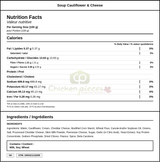 Campbell's Soup Cauliflower & Cheese 4 LBS (3/Case) — Nutrition and Ingredients Label — www.chickenpieces.com