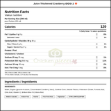 Hydra+ Thickened Cranberry Juice IDDSI 2 — Nutrition and Ingredients Label — www.chickenpieces.com