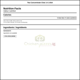 Starbucks Teavana Chai Tea Concentrate - 946ml/32 OZ (Pack of 6) — Nutrition and Ingredients Label — www.chickenpieces.com