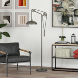 homeroots lighting 72" Steel Reading Floor Lamp With Silver Dome Shade 
