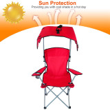  Folding Beach Chair with Canopy for Sun Protection, 330 lbs Capacity 