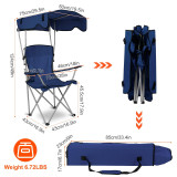  Folding Beach Chair with Canopy for Sun Protection, 330 lbs Capacity 