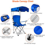  Folding Beach Chair with Canopy for Sun Protection, 330 lbs Capacity 