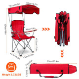  Folding Beach Chair with Canopy for Sun Protection, 330 lbs Capacity 