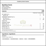 Ocean Spray Cranberry Dried Craisins 1.36KG/3LBS (2/Case) — Nutrition and Ingredients Label — www.chickenpieces.com