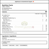 Applesnax Leahy Applesauce Unsweetened Organic 113 GR/3.9 oz (72/Case)- Canadian Made — Nutrition and Ingredients Label — www.chickenpieces.com
