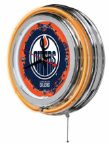 HOLLAND BAR Holland Bar Stool 15" Neon NHL Edmonton Oilers Licensed Clock 