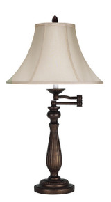 homeroots lighting 30" Rust Metal Table Lamp With Pearl Bell Shade 