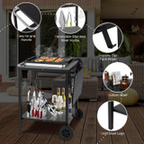 Chicken Pieces Movable Outdoor Grill Cart with Folding Tabletop and Hooks 