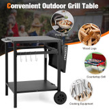 Chicken Pieces Movable Outdoor Grill Cart with Folding Tabletop and Hooks 