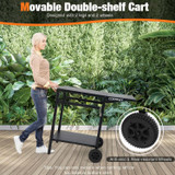 Chicken Pieces Movable Outdoor Grill Cart with Folding Tabletop and Hooks 