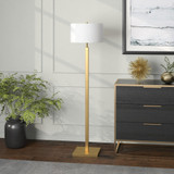 homeroots lighting 62" Brass Traditional Shaped Floor Lamp With White Frosted Glass Drum Shade - CP-HMEROOTS-523514 