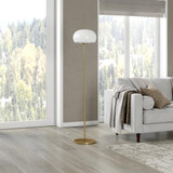 homeroots lighting 62" Brass Novelty Floor Lamp With White Frosted Glass Globe Shade - CP-HMEROOTS-523582 