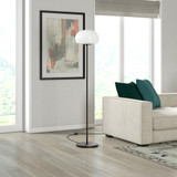 homeroots lighting 62" Black Novelty Floor Lamp With White Frosted Glass Globe Shade - CP-HMEROOTS-523583 
