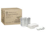 Chicken Pieces Pactiv Corp Pan Foil Oblong 3 Compartments With Lid High Dividers 29" (200/Case) 
