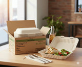 Chicken Pieces Sysco Reliance Container Biodegradable 9x6 Hinged Lid (200/Case)