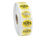 Chicken Pieces Sysco Classic Label Roll Circle Permanent Yellow Tuesday 75" (2000/Case) 