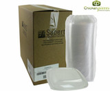 Chicken Pieces Sabert Lid Plastic Dome Square Clear 64 oz (150/Case) Stackable, Recyclable, Splash Resistant 