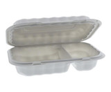 Chicken Pieces Earth Choice Container Plastic Hinged 2 Compartments TFPP 9X6 (270/Case) 