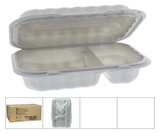 Chicken Pieces Earth Choice Container Plastic Hinged 2 Compartments TFPP 9X6 (270/Case) 