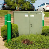  Innoplast BollardGard 7 1/8" x 72" Blue Bollard Cover with Reflective Stripes 