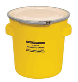 Chicken Pieces Eagle Manufacturing 20 Gallon Short Yellow Plastic Barrel Salvage Drum with Metal Lever-Lock and Side Handles 