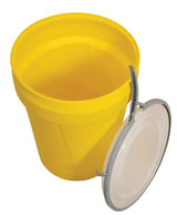 Chicken Pieces Eagle Manufacturing 30 Gallon Yellow Plastic Barrel Drum with Metal Lever-Lock 