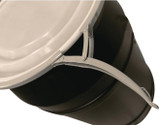 Chicken Pieces Eagle Manufacturing 55 Gallon Black Straight-Sided Plastic Barrel Drum with Metal Lever-Lock 